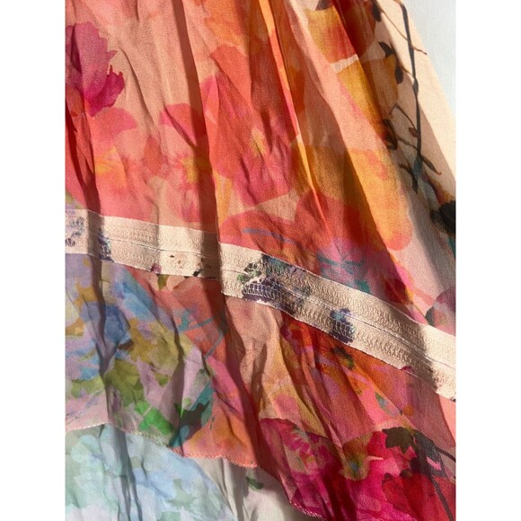 Nicole Miller Artelier BLUSH/MULTI WATERCOLOR Floral Hi-Low Top Sz PS - Picture 8 of 10